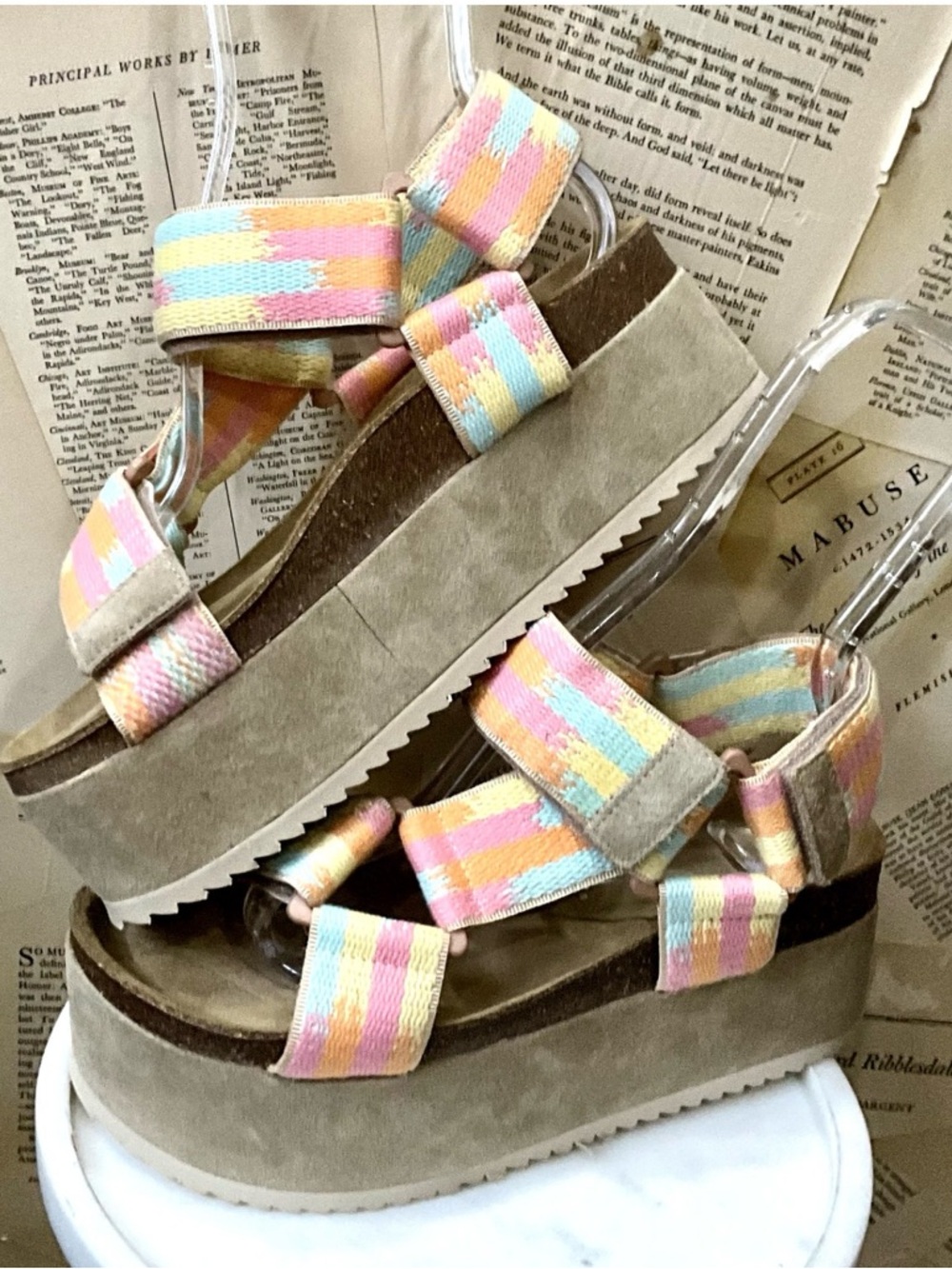 Free People Intentionally Blank Rule Breaker Remix Platform Sandal Taupe Suede - Picture 7 of 8